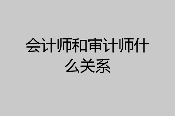 会计师和审计师什么关系
