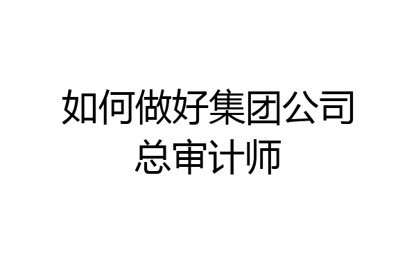 如何做好集团公司总审计师