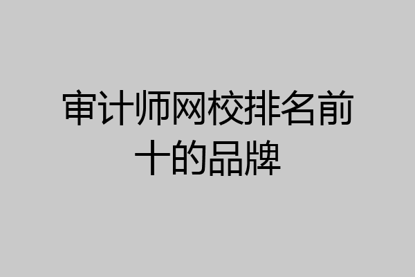 审计师网校排名前十的品牌