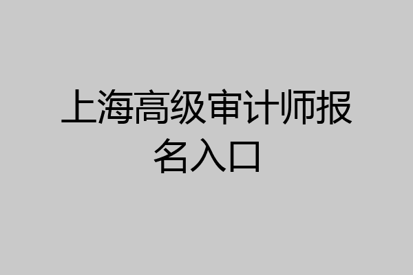 上海高级审计师报名入口