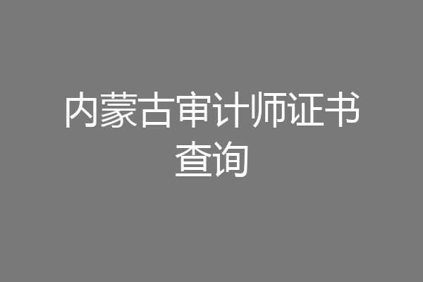 内蒙古审计师证书查询