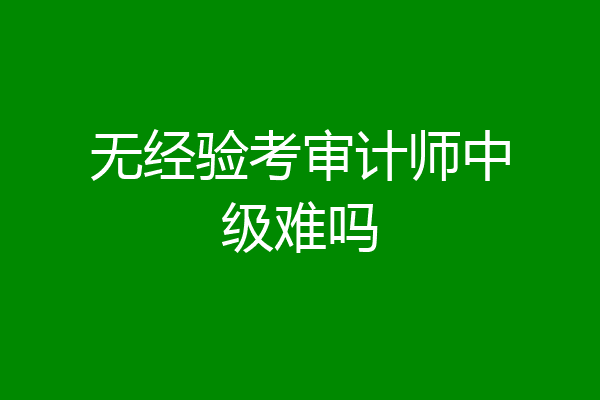 无经验考审计师中级难吗