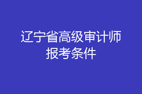 辽宁省高级审计师报考条件