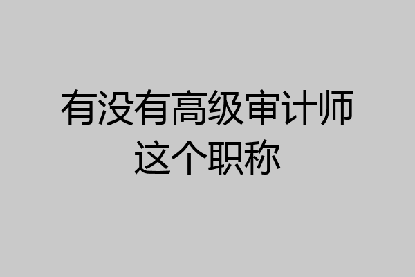 有没有高级审计师这个职称