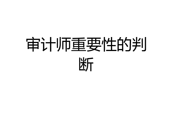 审计师重要性的判断