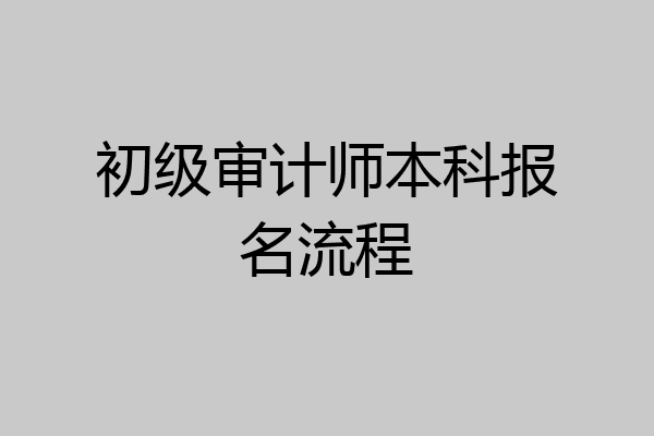 初级审计师本科报名流程
