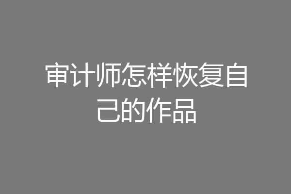 审计师怎样恢复自己的作品