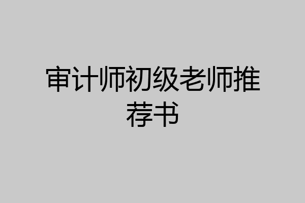 审计师初级老师推荐书