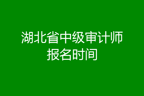 湖北省中级审计师报名时间