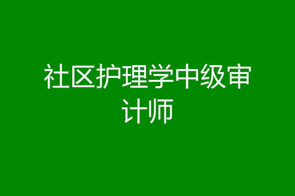 社区护理学中级审计师