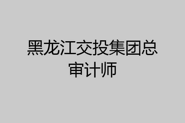 黑龙江交投集团总审计师