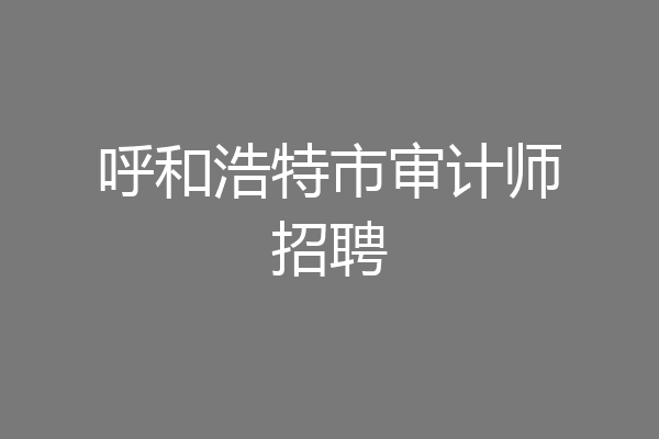 呼和浩特市审计师招聘