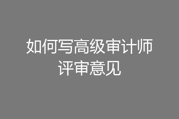 如何写高级审计师评审意见