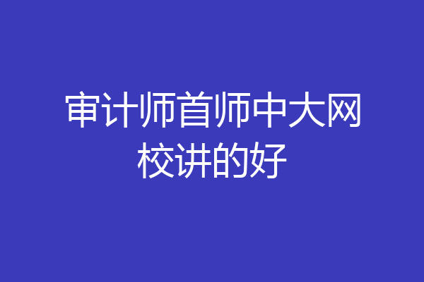 审计师首师中大网校讲的好