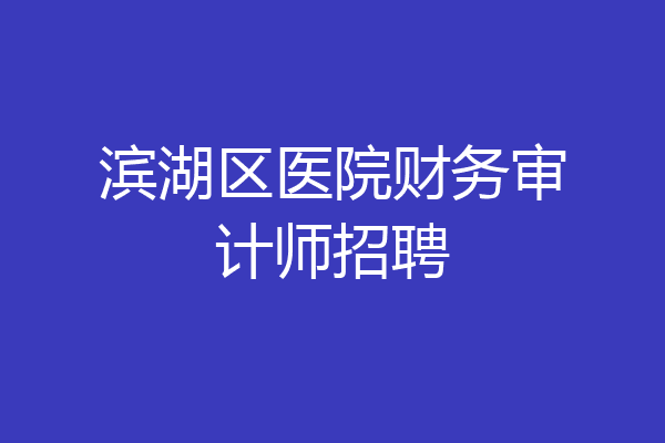 滨湖区医院财务审计师招聘