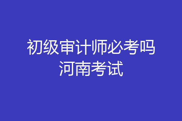 初级审计师必考吗河南考试