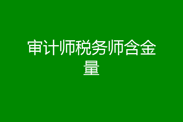 审计师税务师含金量