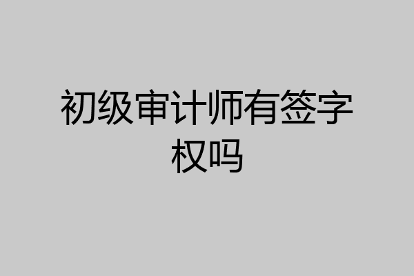 初级审计师有签字权吗