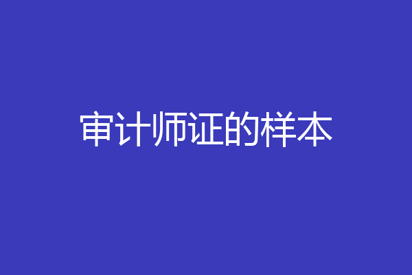 审计师证的样本