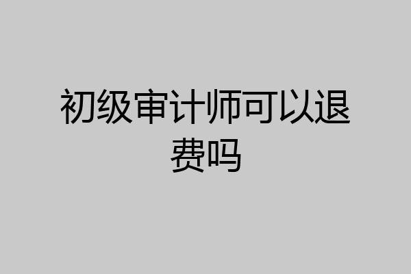 初级审计师可以退费吗