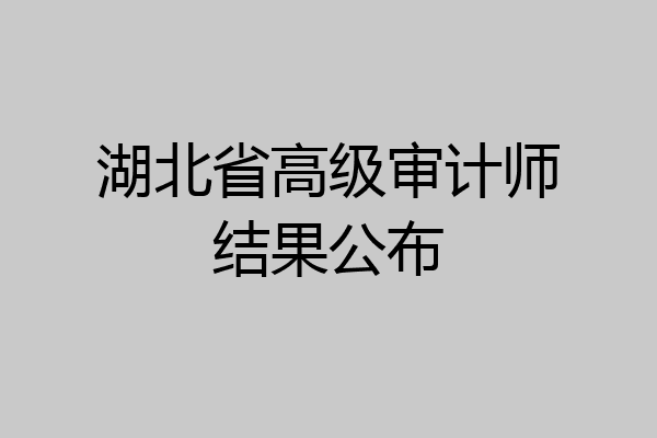 湖北省高级审计师结果公布