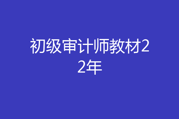 初级审计师教材22年