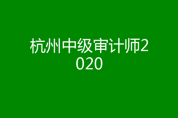 杭州中级审计师2020