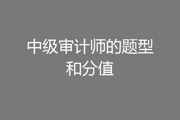 中级审计师的题型和分值