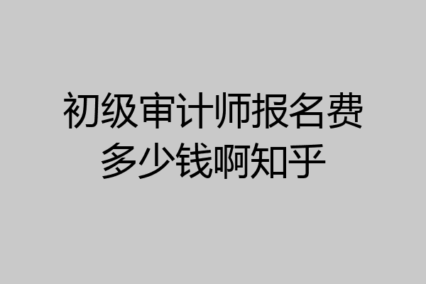 初级审计师报名费多少钱啊知乎