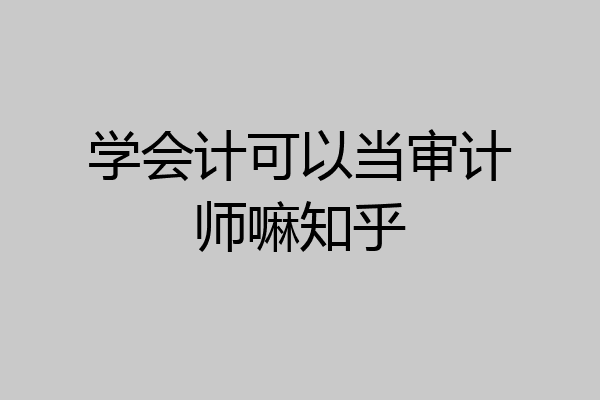 学会计可以当审计师嘛知乎