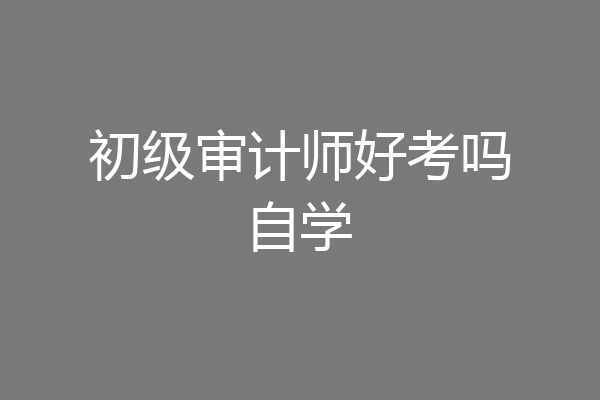 初级审计师好考吗自学
