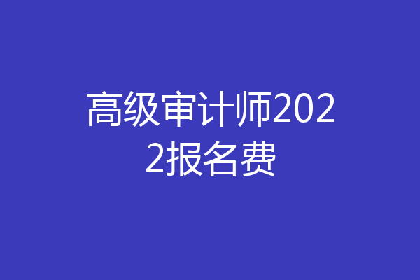 高级审计师2022报名费