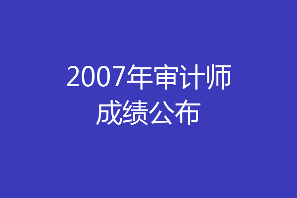 2007年审计师成绩公布