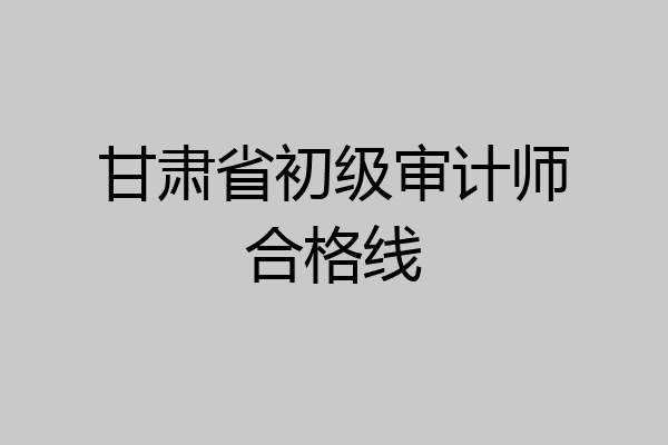 甘肃省初级审计师合格线