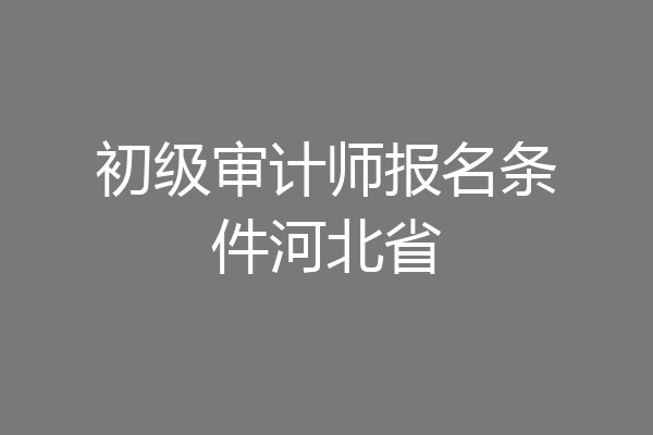 初级审计师报名条件河北省