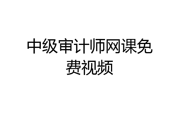 中级审计师网课免费视频