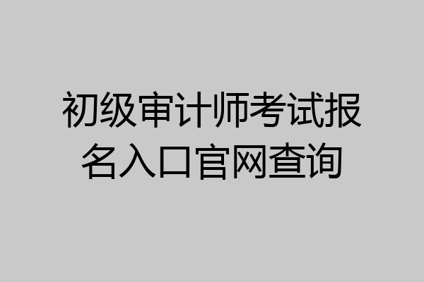初级审计师考试报名入口官网查询