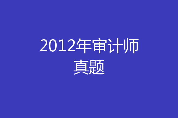 2012年审计师真题