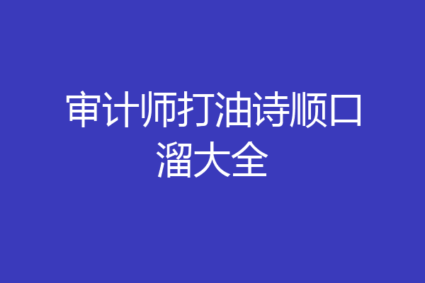 审计师打油诗顺口溜大全