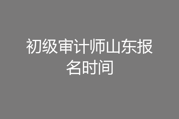 初级审计师山东报名时间
