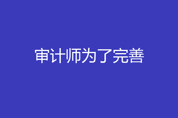 审计师为了完善