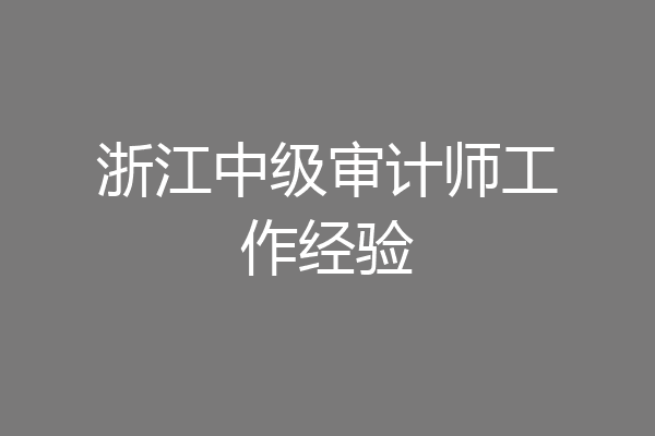 浙江中级审计师工作经验