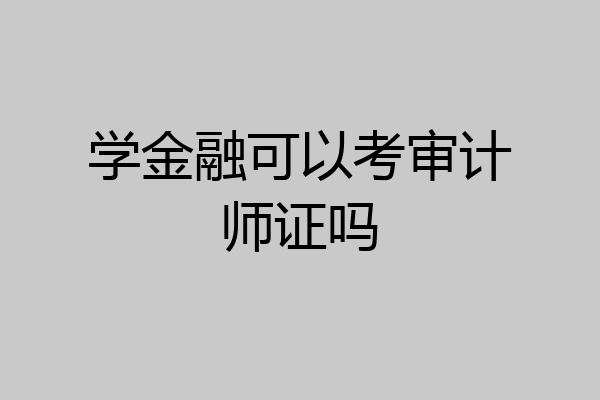 学金融可以考审计师证吗
