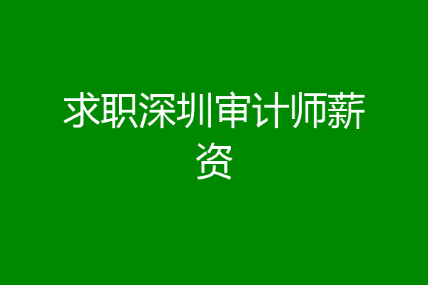 求职深圳审计师薪资