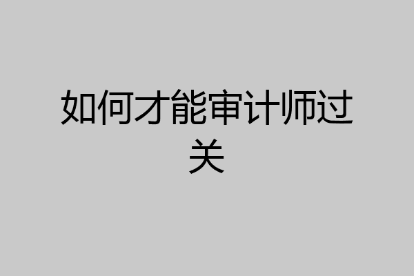 如何才能审计师过关
