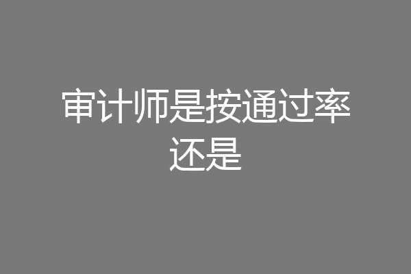 审计师是按通过率还是