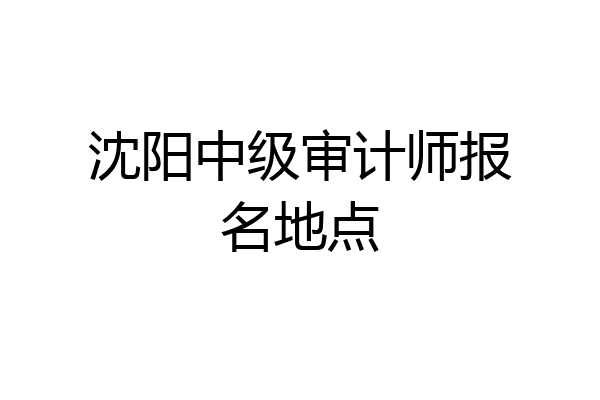 沈阳中级审计师报名地点