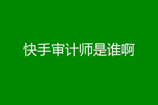 快手审计师是谁啊