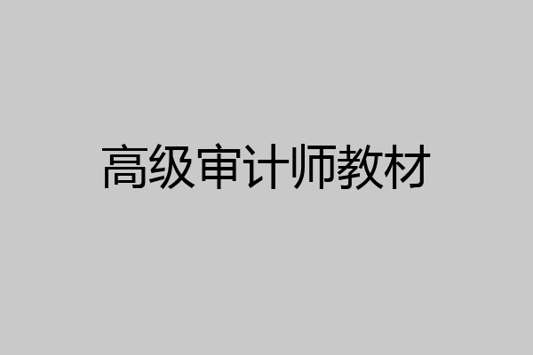 高级审计师教材