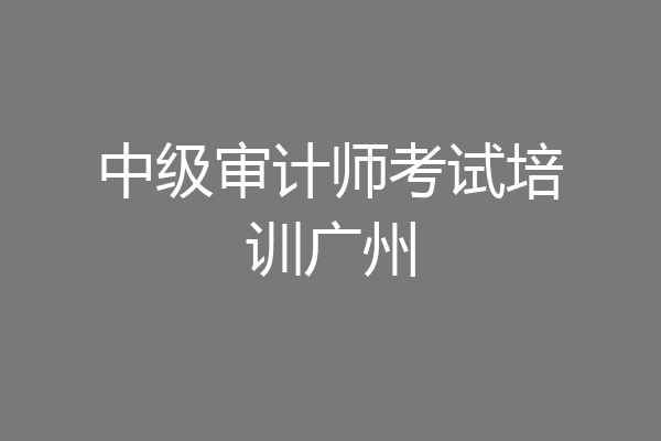 中级审计师考试培训广州